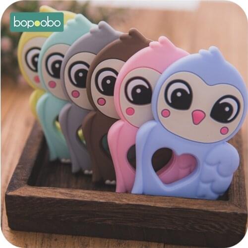 Bopoobo 10PCS Baby Silicone Teething Toys Glove Rodent Owl Teether Baby Toys Beads Baby Teething Food Grade Silicone