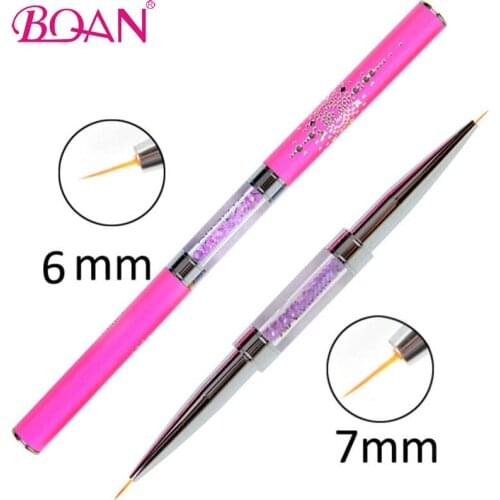 BQAN Rose Red Double Head Nail Brush Nail Art Liner Brush Carve Crystal Ultra-thin Line Drawing Pen Pull Wire Flower Manicure