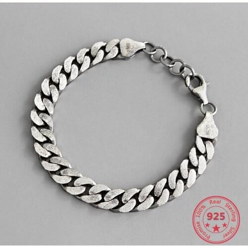 925 Sterling Silver Bracelet Fashion Retro Brushed Chain Bracelet Personality Couple Silver Chain Ornament Gift Fine Jewelry