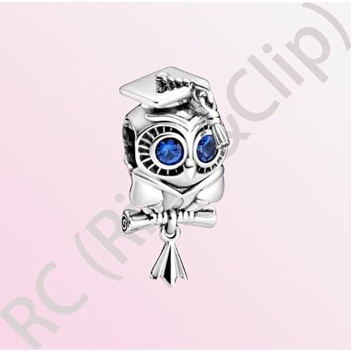 2020 New Arrival S925 Sterling Silver Beads Wise Owl Graduation Charms fit Original Pandora Bracelets Women DIY Jewelry