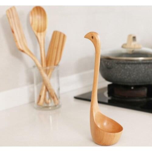 Household Long-handled Beech Wood Soup Spoon, Soup Spoon, Porridge Spoon, Can Stand Creative Wooden Soup Spoon Kitchen Tools