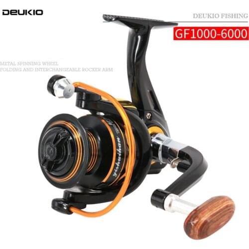 DEUKIO 12+1BB Metal Spool Fishing Reel Bait Casting Lightweight Sea Fishing Rock Wooden knob Fishing Reels GF1000-GF7000 series