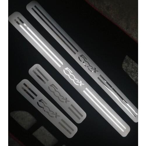 For 2014-2017 FIAT 500X Car Decoration Accessories Ticker Stainless Steel Scuff Plate Door Sill Cover 4pcs