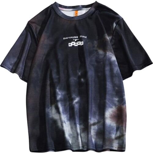 Summer Couples Tie Dye Short Sleeve T-Shirt Korea Trend Streetwear Hip Hop Tops Tees Japanese Harajuku O-Neck Starry Sky T Shirt