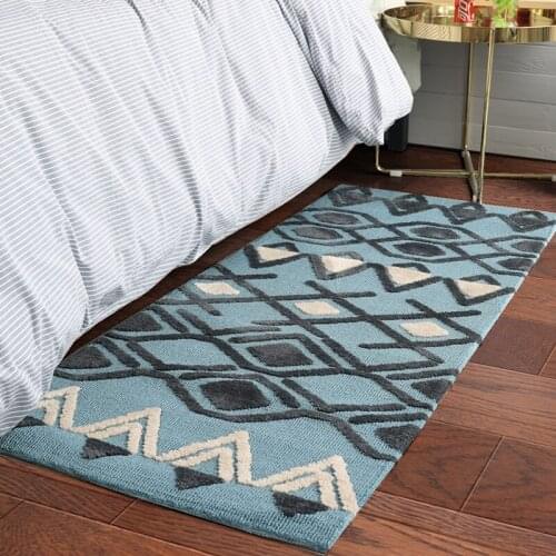 Nordic style handmade geometric bedside carpet 60*150cm , long size rug for kitchen,bathroom mat cloakroom thicken floor mat