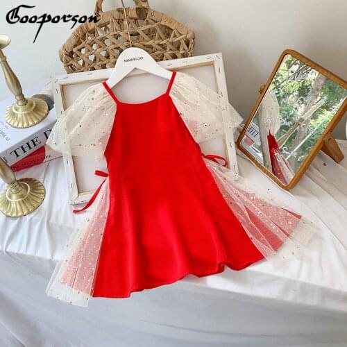 Gooporson Fashion Summer Kids Dresses for Girls Mesh Star Sequins Little Girl Princess Costume Party Vestidos Children Clothes