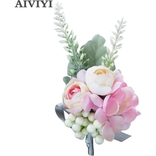 Artificial Rose Wrist Corsage Bracelet Silk Flower Bridesmaid Hand Flowers Diasy Wedding Party Decoration