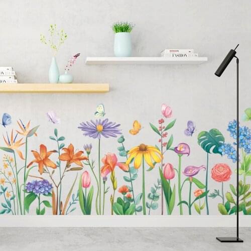 Colorful Flowers Wall Stickers for Living room Bedroom TV Sofa Background Removable DIY Wall Decals Art Home Decor