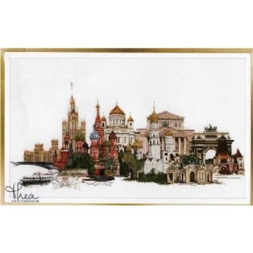 Colorfully fabric Counted Cross Stitch Kit Moscow Russia Famous City Series tg 510