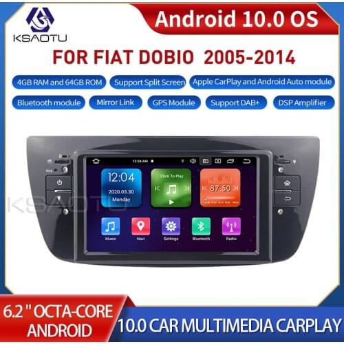 KSAOTU 6550 6.2" 8-Core Android 10.0 Car Stereo Carplay DSP DAB+ GPS WiFi USB DVB-T 4G TPMS Canbus OBD2 For FIAT DOBIO