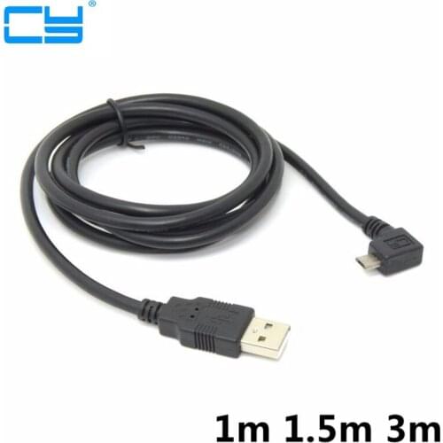 Left Angled 90 Degree Micro USB Male to USB 2.0 USB2.0 Data Charge charger Cable1m 1.5m 3m 3ft 5ft 10ft for Cell Phone & Tablet