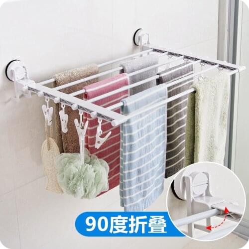 Multi-layer Folding Towel Bar With Clip Underwear Sock Drying Rack Suction Cup Wall Towel Rack Bathroom Accessories Towel Holder