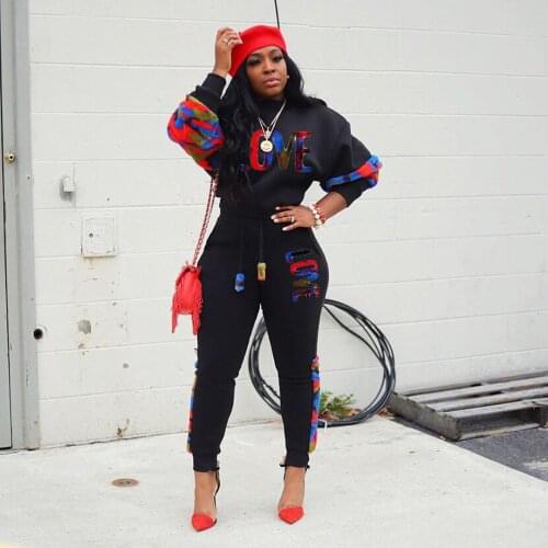 Fashion Casual 2 Pieces Tracksuit Sets Women Letter Printed "LOVE" Long Sleeve Top and Pants Autumn Spring Clothes Suits Outfits