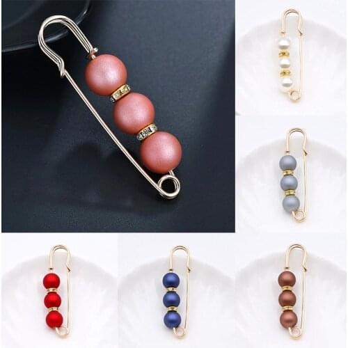 Simulated Fashion Pearl Brooch Pins Dress Sweater Decorative Rhinestone Women Men Large Big Beads Buckle Pin Jewelry Accessories