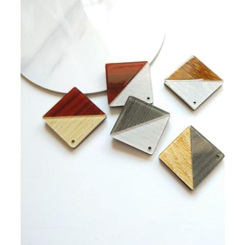 PURPLEGRAPE Fashion Acrylic Splicing Woodgrain Pendant Earrings Accessories DIY Material One Pack 2