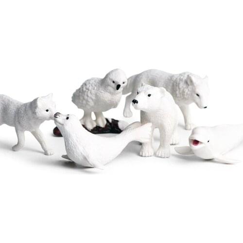 6 pcs polar animals set/miniatures bear/lovely wolf fox whale/fairy garden gnome/moss terrarium decor/crafts/bonsai/DIY supplies