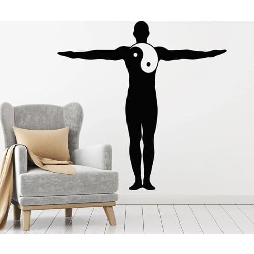 Human Body Wall Decal Yin Yang Zen Philosophy Harmony Balance Vinyl Window Stickers Meditation Room Interior Decor Mural E721