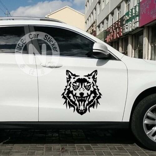 Car Stickers Wolf Head Creative Funny Decals For Doors Auto Tuning Styling Waterproof Vinyls 33cm 50cm D22