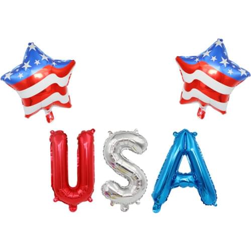 New The United States Independence Day Letter USA Star Balloons Aluminum Foil Balloon USA Birthday Fourth of July Garden Decor