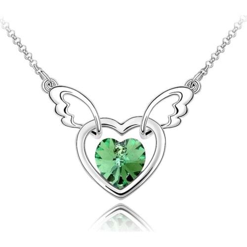 IDESTINY 11.11 Angel Wings Necklace Made with Austrian Crystal Fashion Heart Design Summer Style Jewelery Bijoux Gift for Women