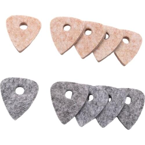 Wool Blend Ukulele Picks Pack Of 10 Felt Plectrums With Hole Cream And Gray