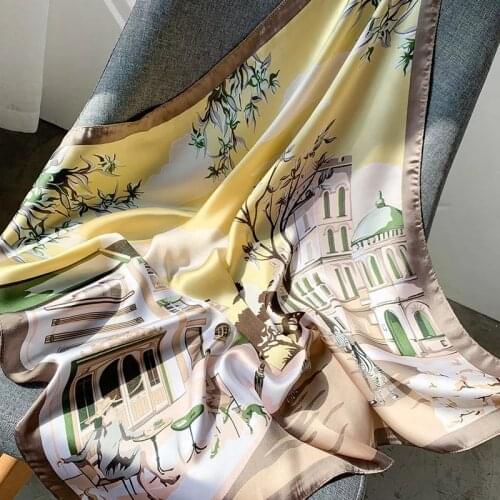 Luxury Leopard Print Silk Satin Scarf For Women Small Shawls Fashion Kerchief Neck Scarves Female 70*70cm Head Scarfs For Ladies