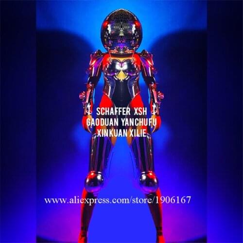 Sexy Lady Mirror Armor Headdress Mirror Woman Clothes Dance Suit Stage Performance DS Ballroom Costumes Party Event Clothes
