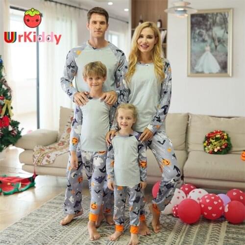 Family Matching Pajamas Clothes Set Halloween Printed Top and Pants Homewear Sleepwear Sets for Parents and Children