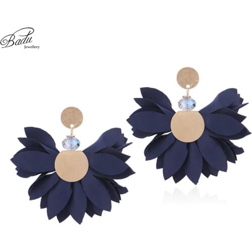 Badu Satin Chiffon Earring Big Statement Flower Earrings for Party Romantic Jewelry 6 Colors Halloween Dropshipping