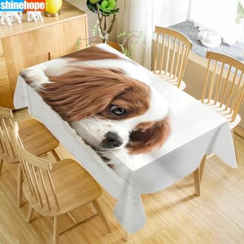 Custom King Charles Spaniel Table Cloth Oxford Print Rectangular Waterproof Oilproof Animals Table Cover Wedding Tablecloth