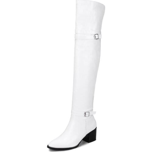 Big Size 9 10 11-17 thigh high boots knee high boots over the knee boots women ladies boots The buckle is above the knee