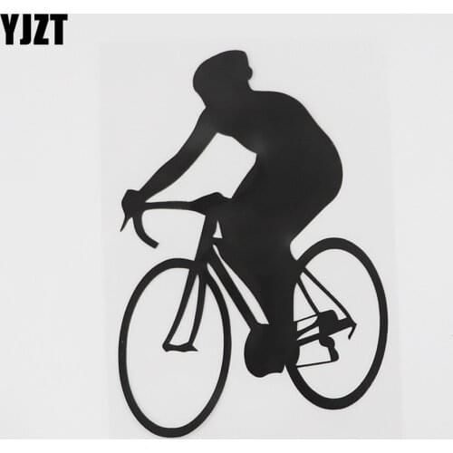 YJZT 10.5CMX15.3CM Fun Biker Bike Rider Silhouette Decal Vinyl Car Sticker Black/Silver 8A-0765