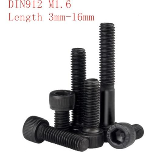 1000PCS din912 allen cap head screw 12.9 grade M1.6*3/4/5/6/8/10/12/14/16 hex socket cap head screw