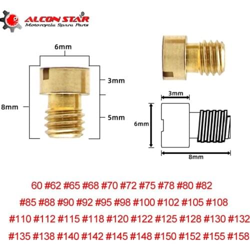 Alconstar- 10 Pcs Carbureot Main Jet Kit Set Motorcycle Dit Pit Bike Carburetor Carb for Keihin CV CVK CVVD FCR PWK VA VB VE