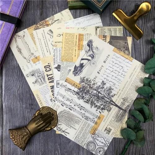 English Newspaper Flower FurniturePlants Material Stickers Junk Journal Background Decoration DIY Scrapbooking Craft Sticker