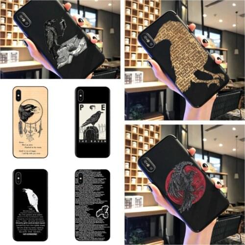 The Raven Poem Phone Case Crow writing classic Silicone Black Sotf TPU Cover For iphone 11Pro MAX 6 6s 7 8plus 5s X XS XR XSMax