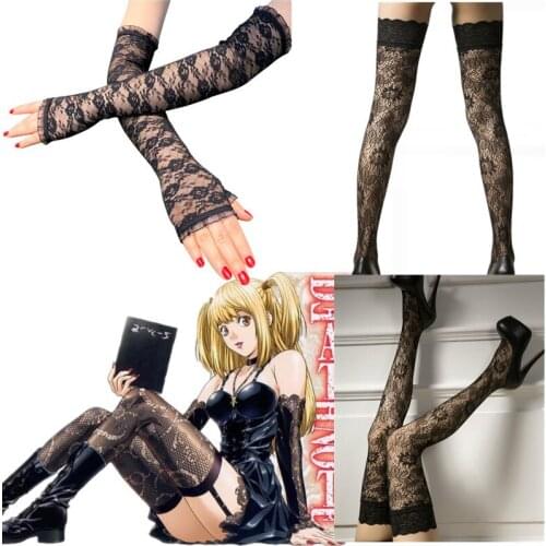 Death Note Misa Amane Stockings Cosplay socks Death Note Misa Amane Cosplay gloves Costume Cartoon Props Accessories