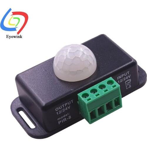 DC 12V 24V 8A Automatic Adjustable PIR Motion Sensor Switch IR Infrared Detector Light Switch Module for LED Strip Light Lamp