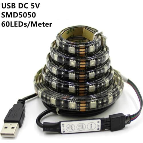USB LED Strip lamp 5050SMD DC5V Flexible LED light Tape Ribbon 1M 2M 3M 4M 5M HDTV TV Desktop Screen Backlight Bias lighting