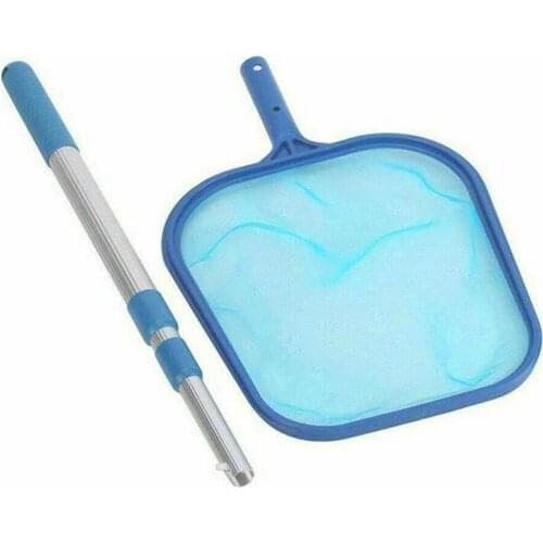 Blue Plastic Leaf Skimmer With W/4' Telescopic Aluminum Net Spa Pond Aqua Rake Mesh Swimming Pole Tools Cleaning Tub Frame H4U5