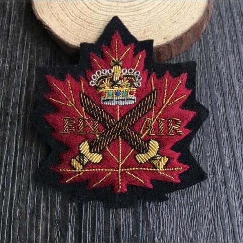 Crown Leaf Indian Silk Emboridered Patch Brooch Beaded Applique Patches Vintage Embroidered Badge Fashion Clothing Decoration