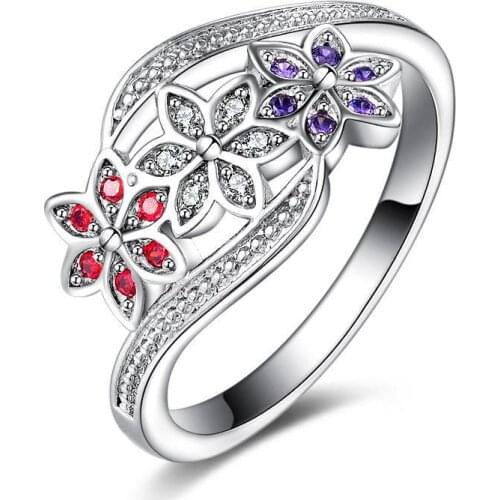 Ring Colored Crystal Rings For Women Silver plated color Jewelry Anel Feminino Anillos Mujer Aneis Bague Femme Jewellery Anelli