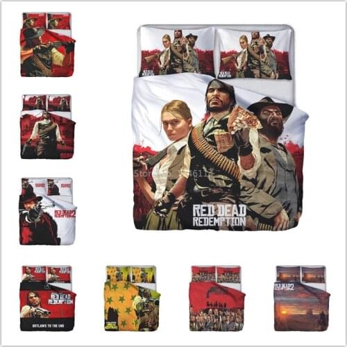 Red Dead Redemption Game 3D Cartoon Printed Duvet Cover Set Twin Full Queen King Size Bedding Set Bed Linens for Young Boys Gift