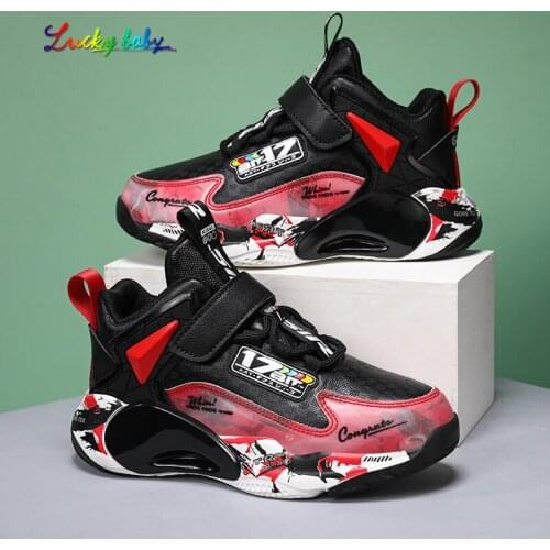 2021 Children Sports Shoes Boy Basket Trainer Shoes Girls Boys Brand Basketball Shoes Kids Sneakers Child Thick Sole Non-slip