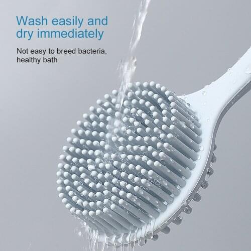 Multifunctional Silicone Brush Body Long Handle Double-Sided Bath Shower Brush Back Massage Exfoliation Wisp Body Scrub Brush