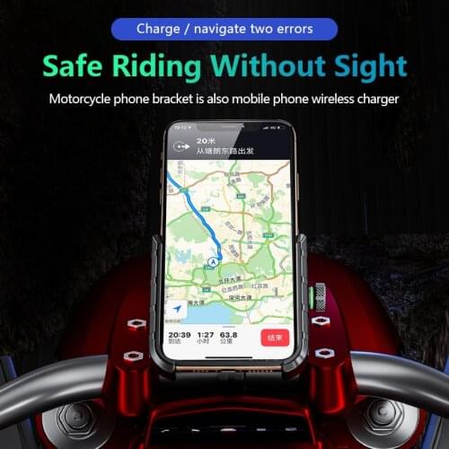 Motorcycle Wireless Charger for iPhone 11 Samsung 15W Induction Car Mount Fast Wireless Charging with Car Phone Holder stand
