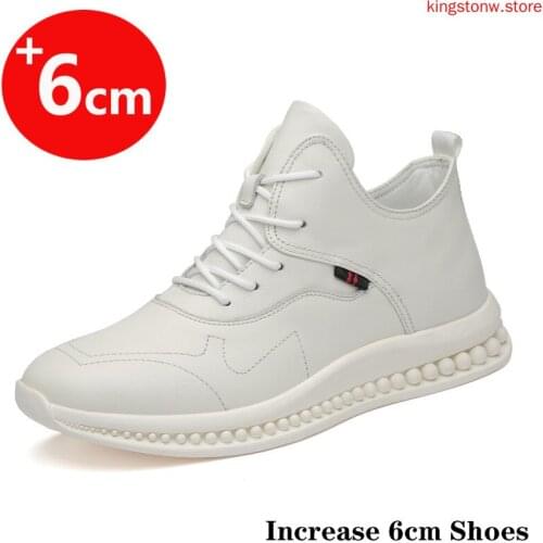 Men Elevator Shoes Heightening Shoes Height Increase Shoes Men Leather White Shoes 6CM Men Sneakers Sport Hidden Wedge Heel Shoe