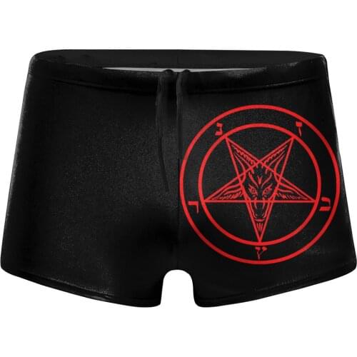 Templar Pentagram Baphomet Mens Swimwear High Quality Mens Swimming Shorts Beachwear Sport Summer Holiday Surf Mens Swimsuit