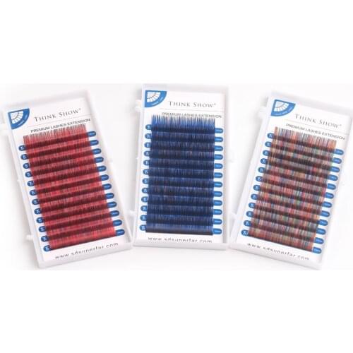 12 Rows Ombre 0.07 / 0.10Mm 8-15Mm Multi Color Eyelash Extension Individual Faux Mink False Eyelashes Professional Salon