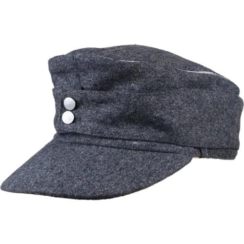 WWII WW2 GERMAN WH EM OFFICER M43 PANZER WOOL FIELD CAP HAT Silver Brim